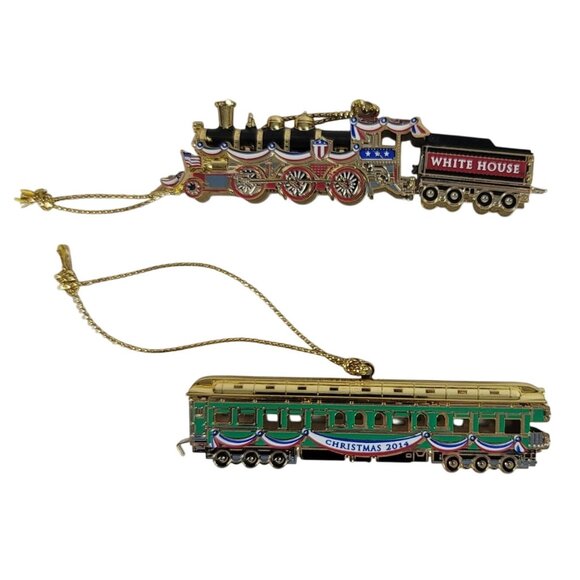 White House Historical Association Christmas Trains Ornament Harding Gold 2014 - Picture 3 of 6